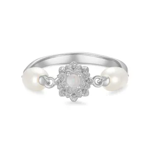 Opal & Freshwater Pearl Silver Ring - Marigold