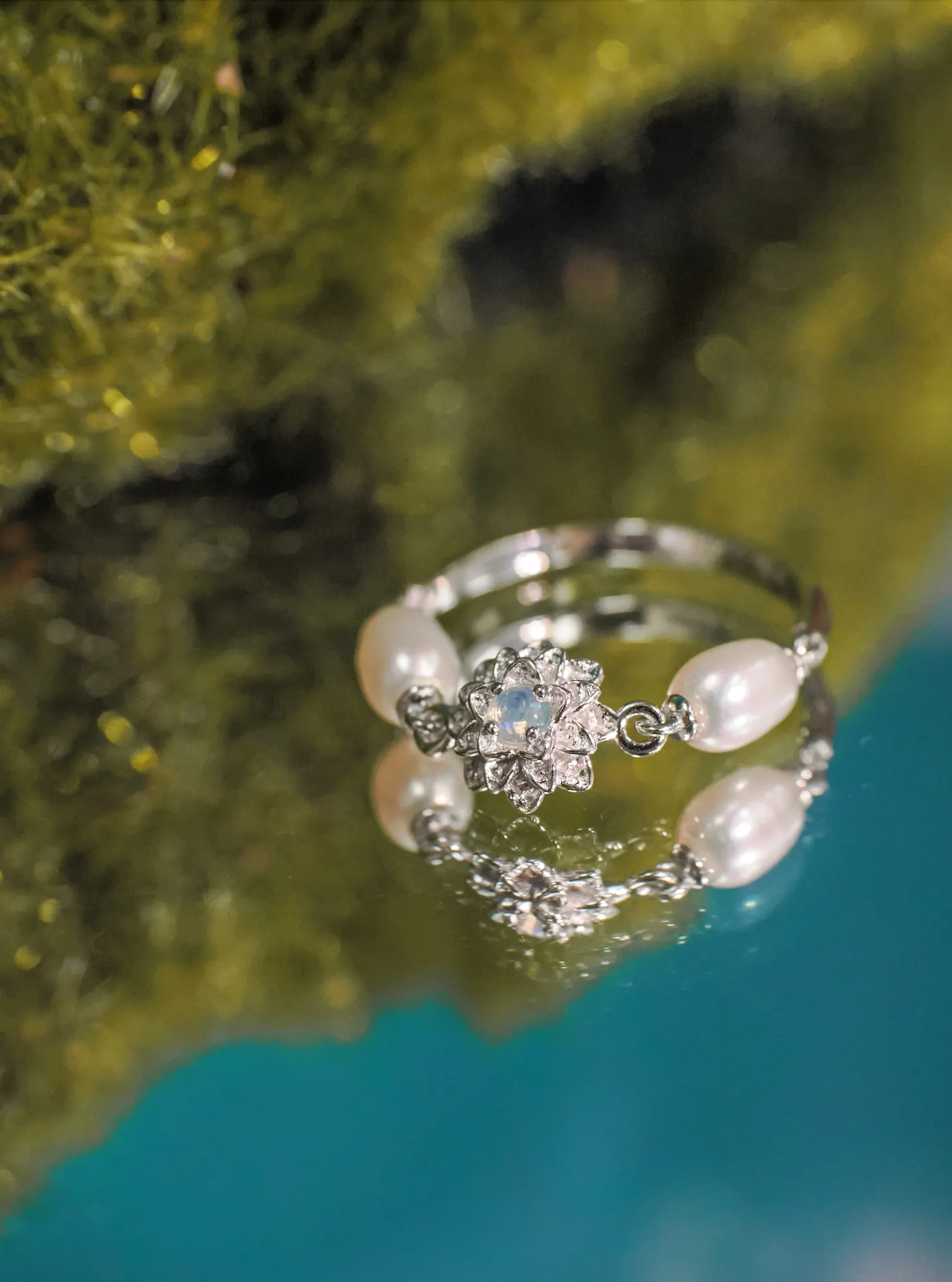 Opal & Freshwater Pearl Silver Ring - Marigold