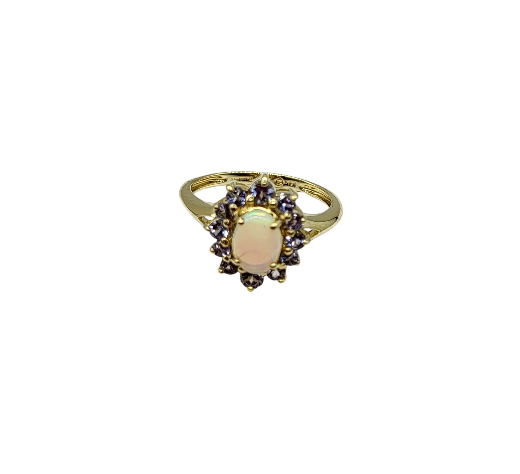 Opal and Tanzanite Halo Ring