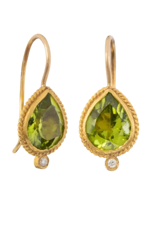 Pear Cut Peridot Drop Earrings