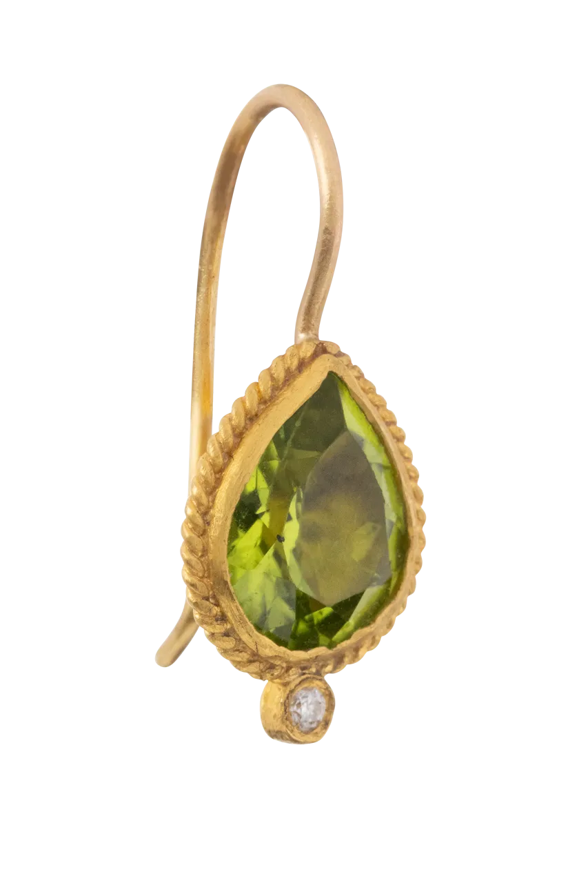 Pear Cut Peridot Drop Earrings