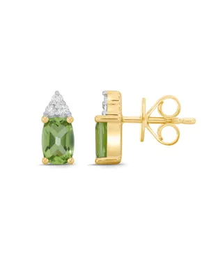 Peridot Earrings - 10ct Yellow Gold Peridot and Diamond Earrings - 786674