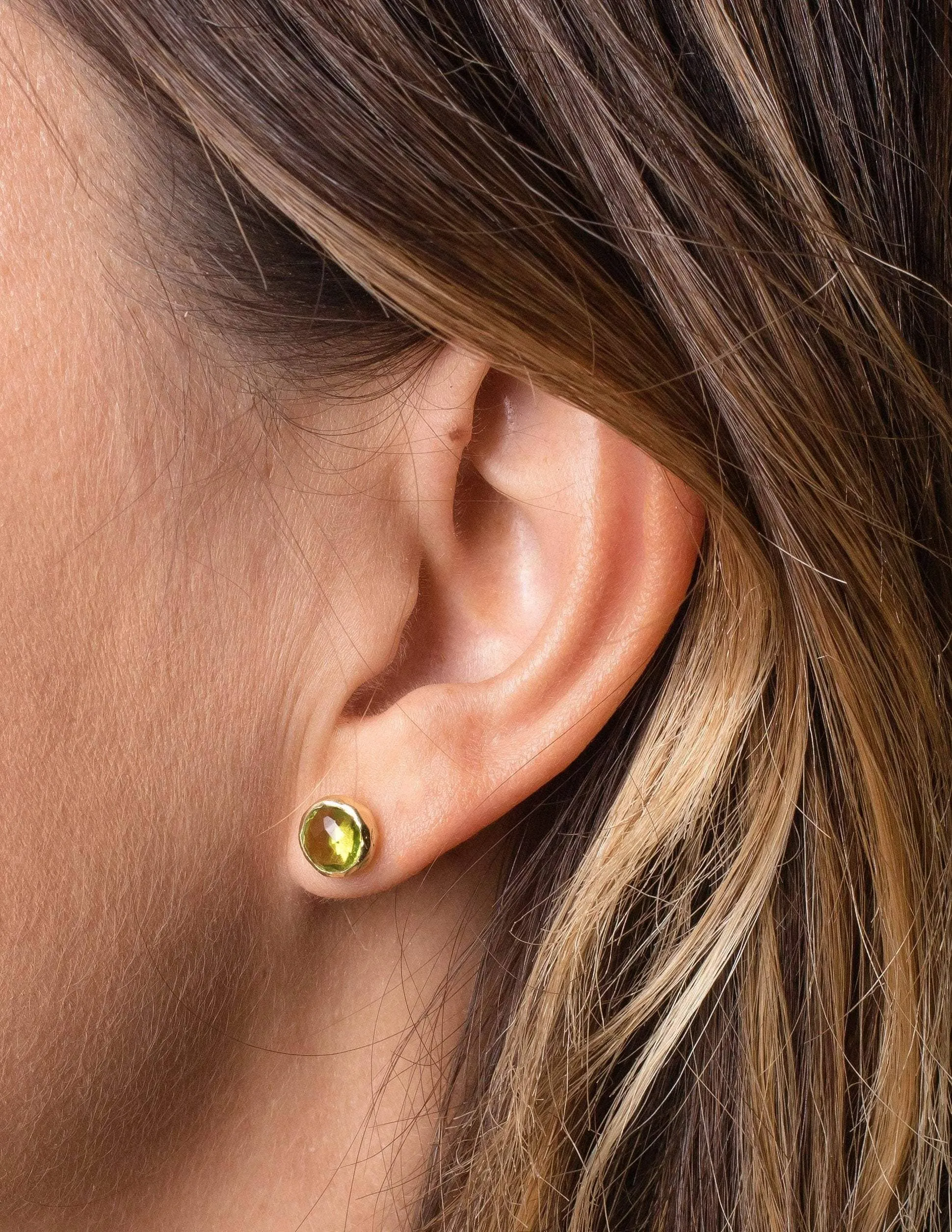 Peridot Gold Stud Earrings