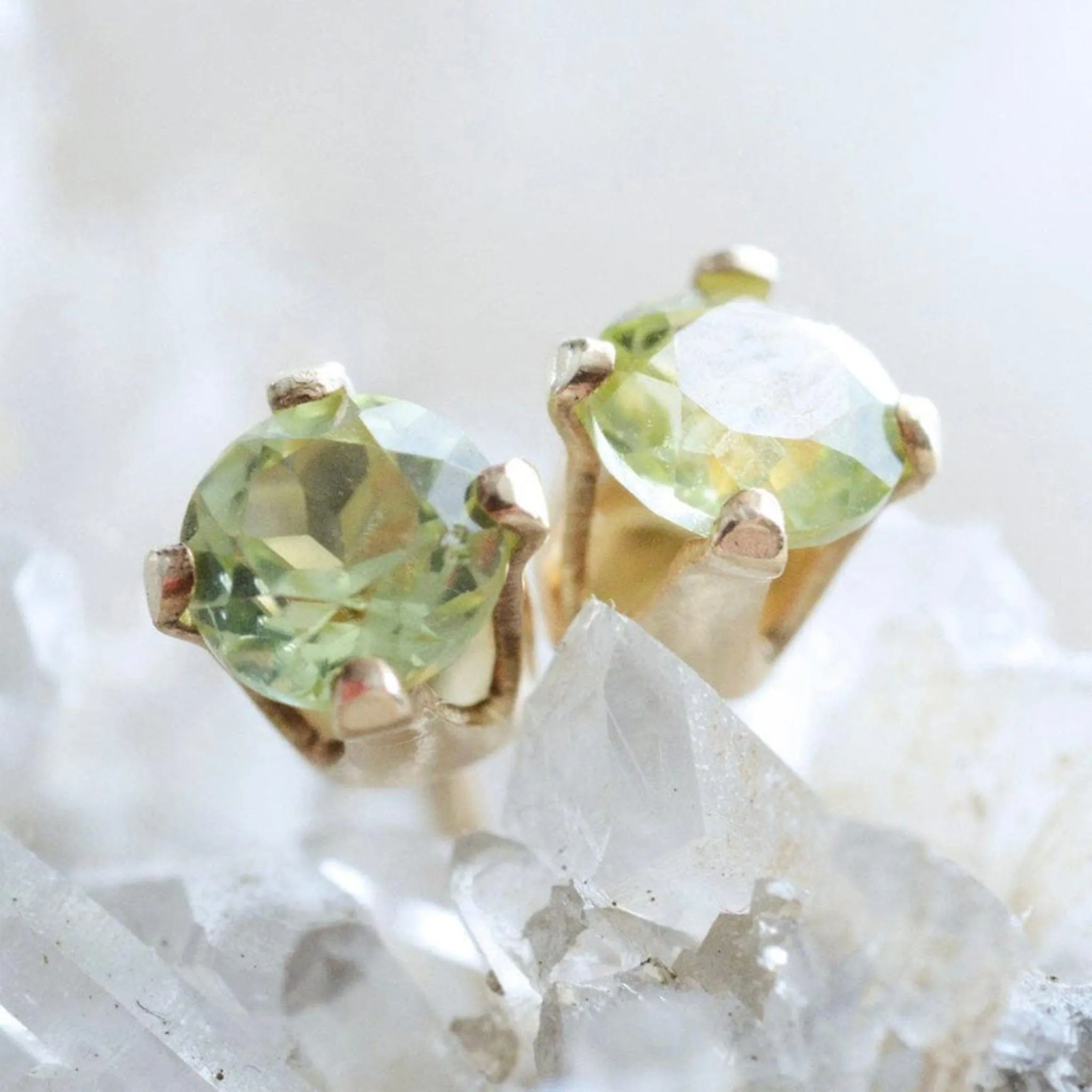 Peridot Stud Birthstone Earrings, Gold - Silver | By Lunar James