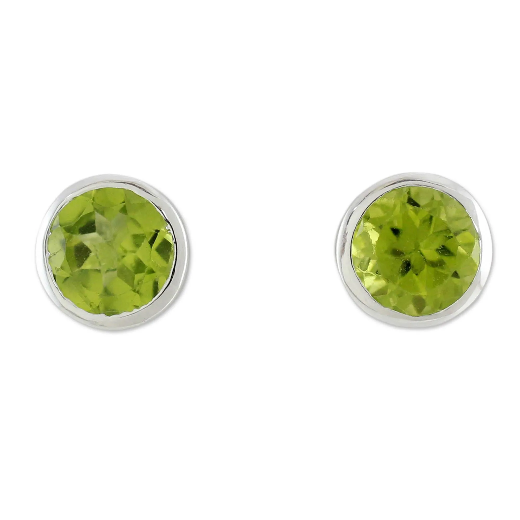 Peridot Stud Earrings Sterling Silver Jewelry - Spark of Life | NOVICA