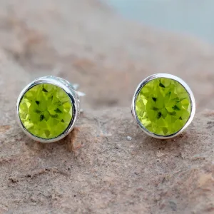 Peridot Stud Earrings Sterling Silver Jewelry - Spark of Life | NOVICA