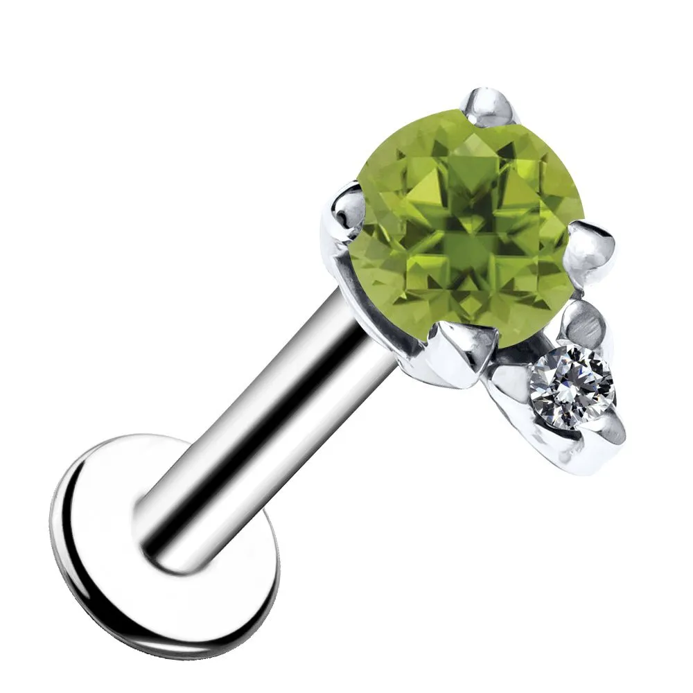 Peridot with Diamond Accent Flat Back Earring