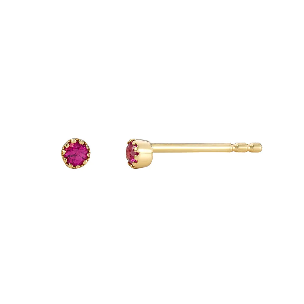 Petite Bezel Set Ruby Earrings