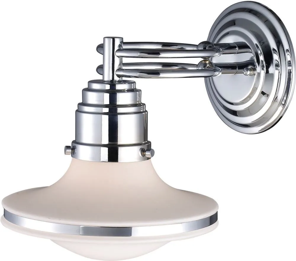 Retrospective 1 Light Wall Sconce In Polished Chrome and Opal White Glass