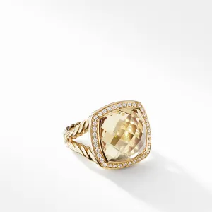 Ring with Champagne Citrine and Diamonds in 18K Gold