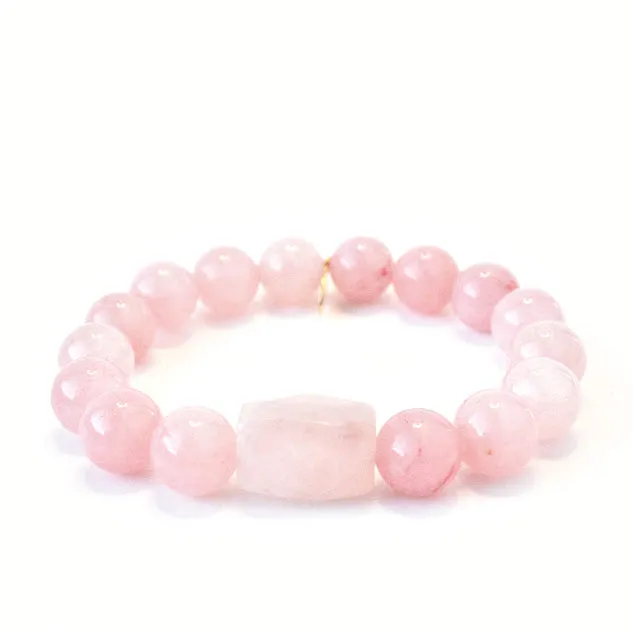 Rose Quartz Bracelet | Rose Quartz Center Stone