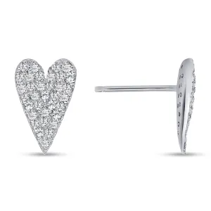 Round Diamond Heart Shape Stud Earrings Set - Push Back - Pave Set