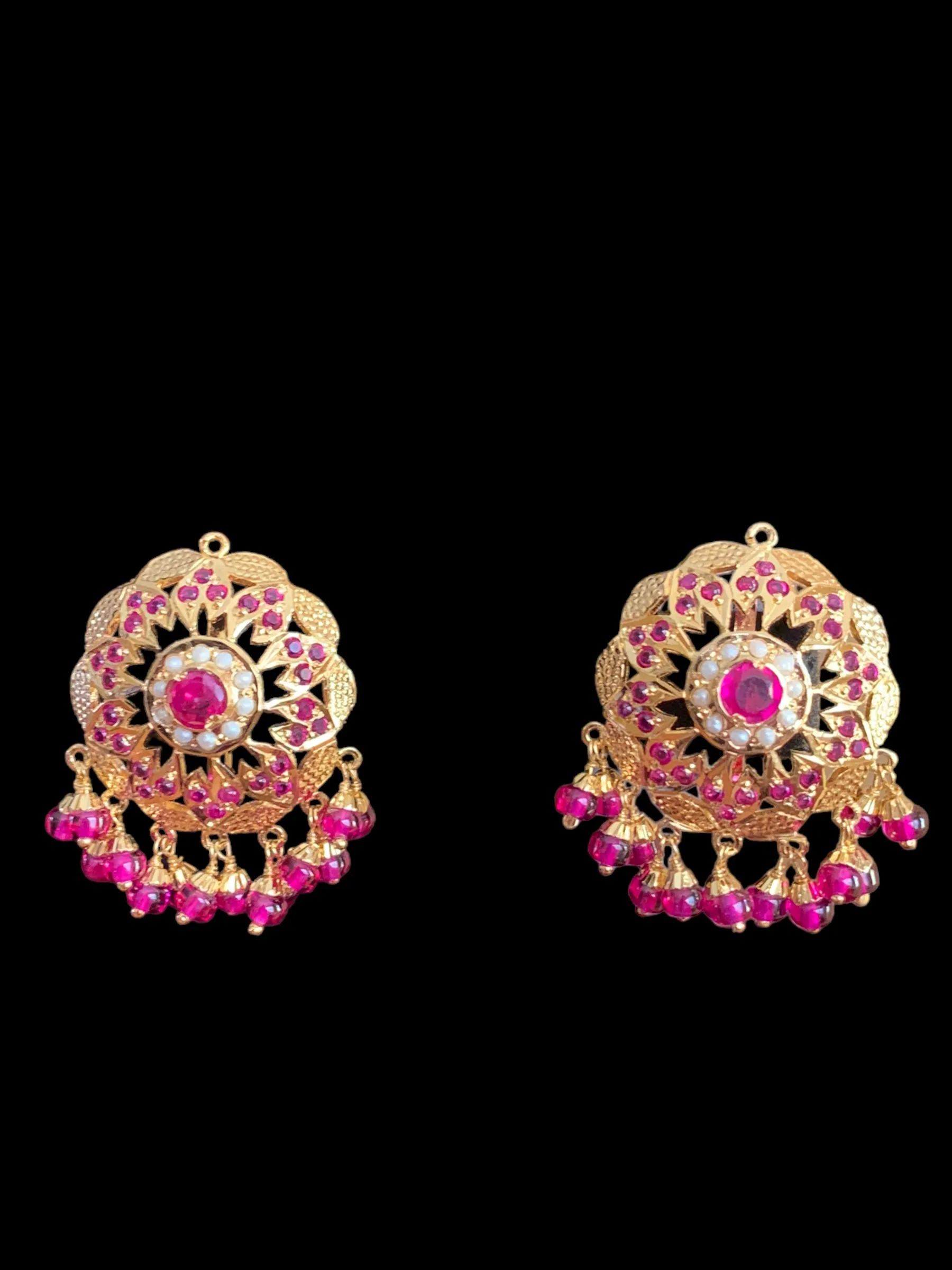 Ruby pearl gold plated silver earrings ( SHIPS IN 4 WEEKS)