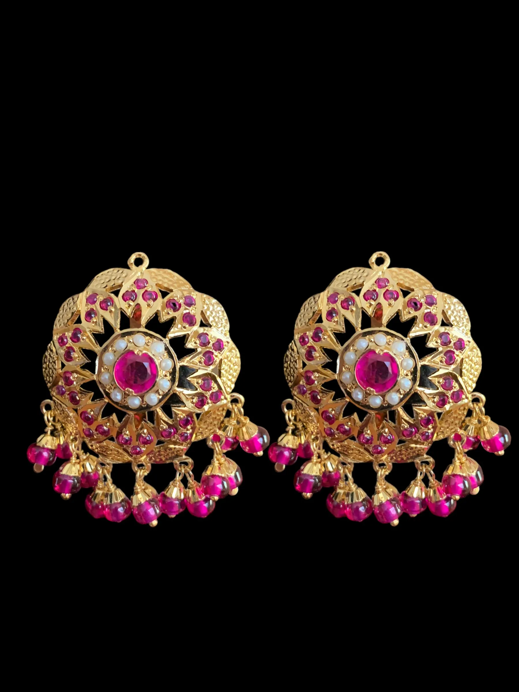 Ruby pearl gold plated silver earrings ( SHIPS IN 4 WEEKS)