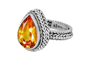 Silver Citrine Jasmin Ring