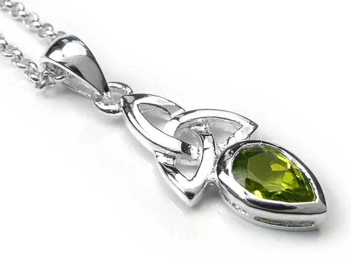 Silver Earrings - Celtic Trinity Peridot