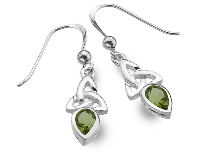 Silver Earrings - Celtic Trinity Peridot