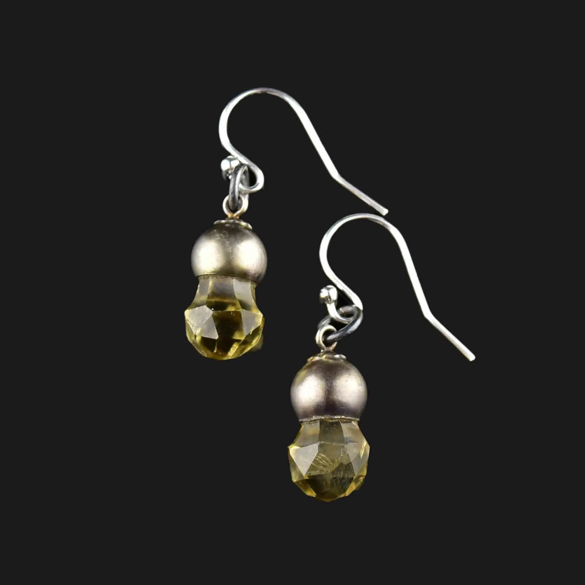 Silver Scottish Citrine Thistle Drop Earrings