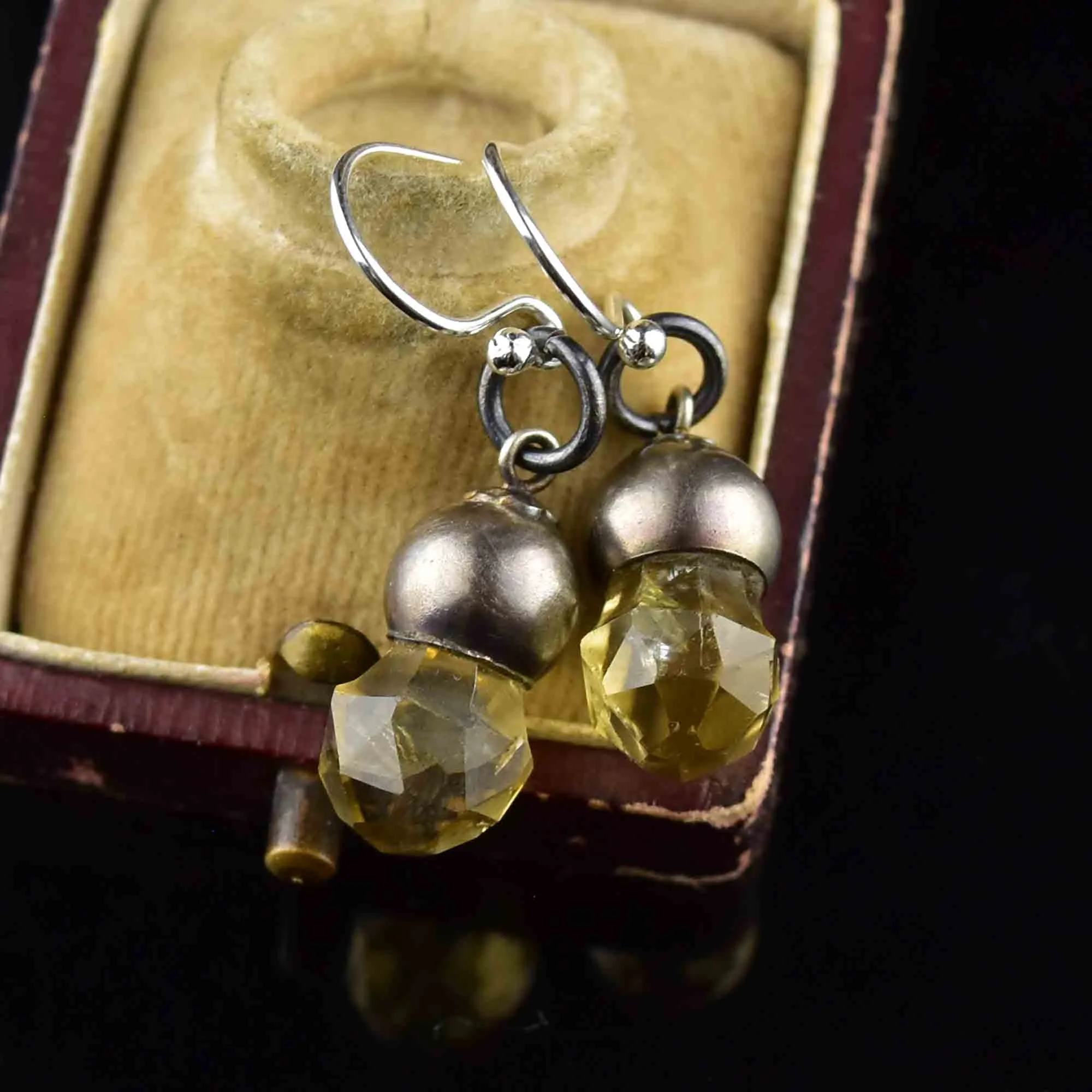 Silver Scottish Citrine Thistle Drop Earrings