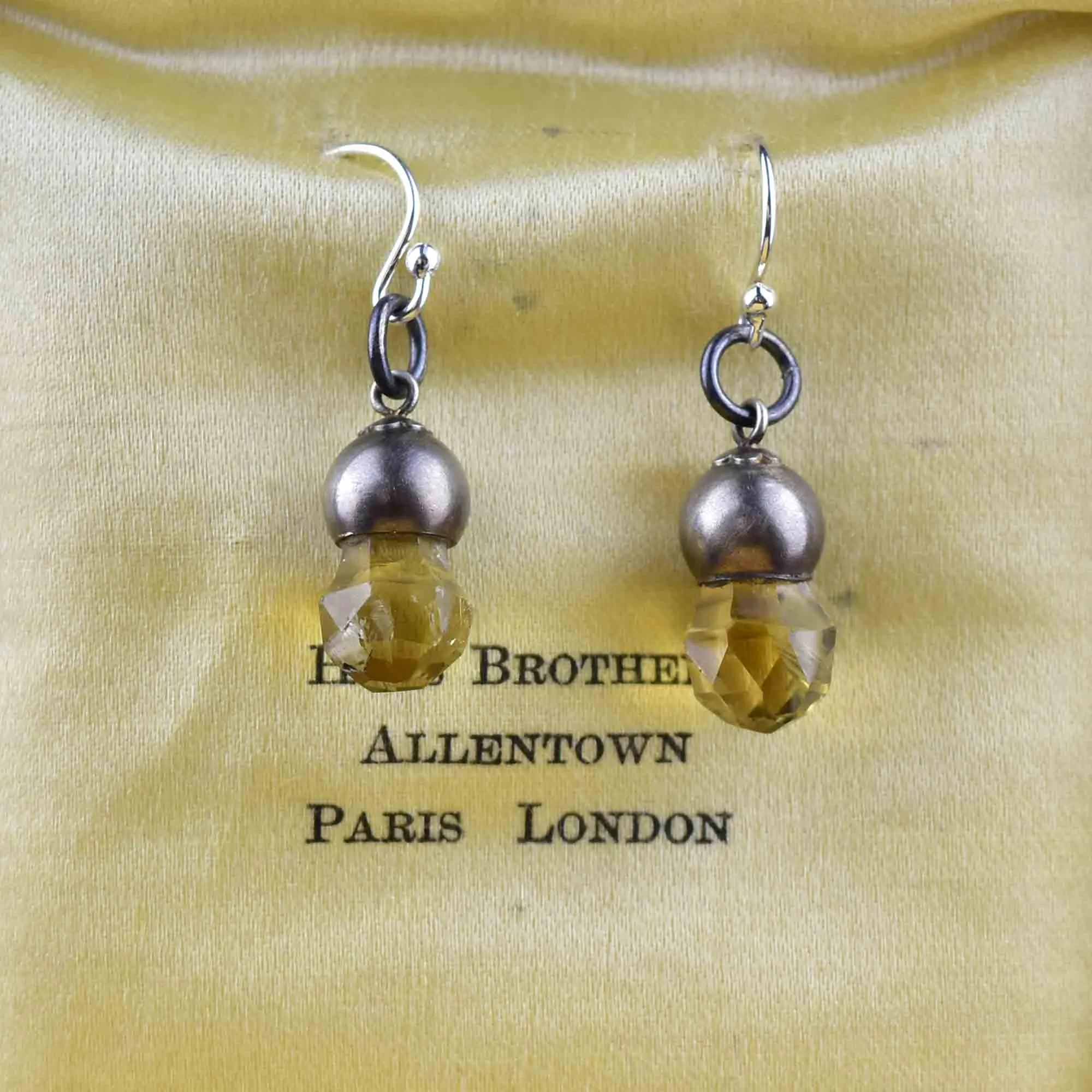 Silver Scottish Citrine Thistle Drop Earrings