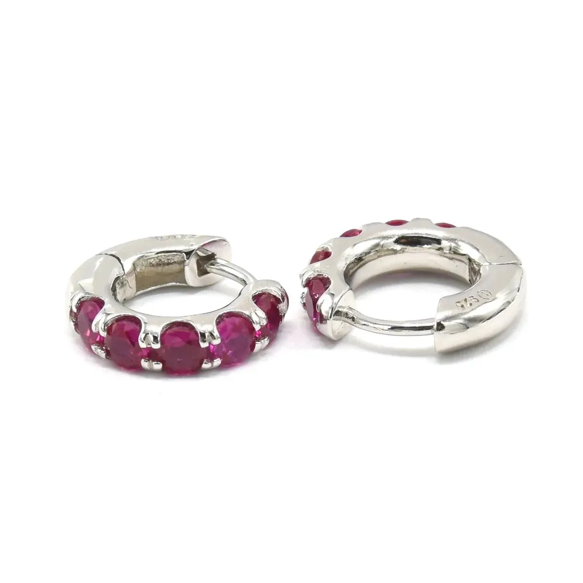 Small Hoop Earrings, Colorful Zircon .925 Sterling Silver Hypoallergenic Tiny Kirsten Huggie Hoop Earrings