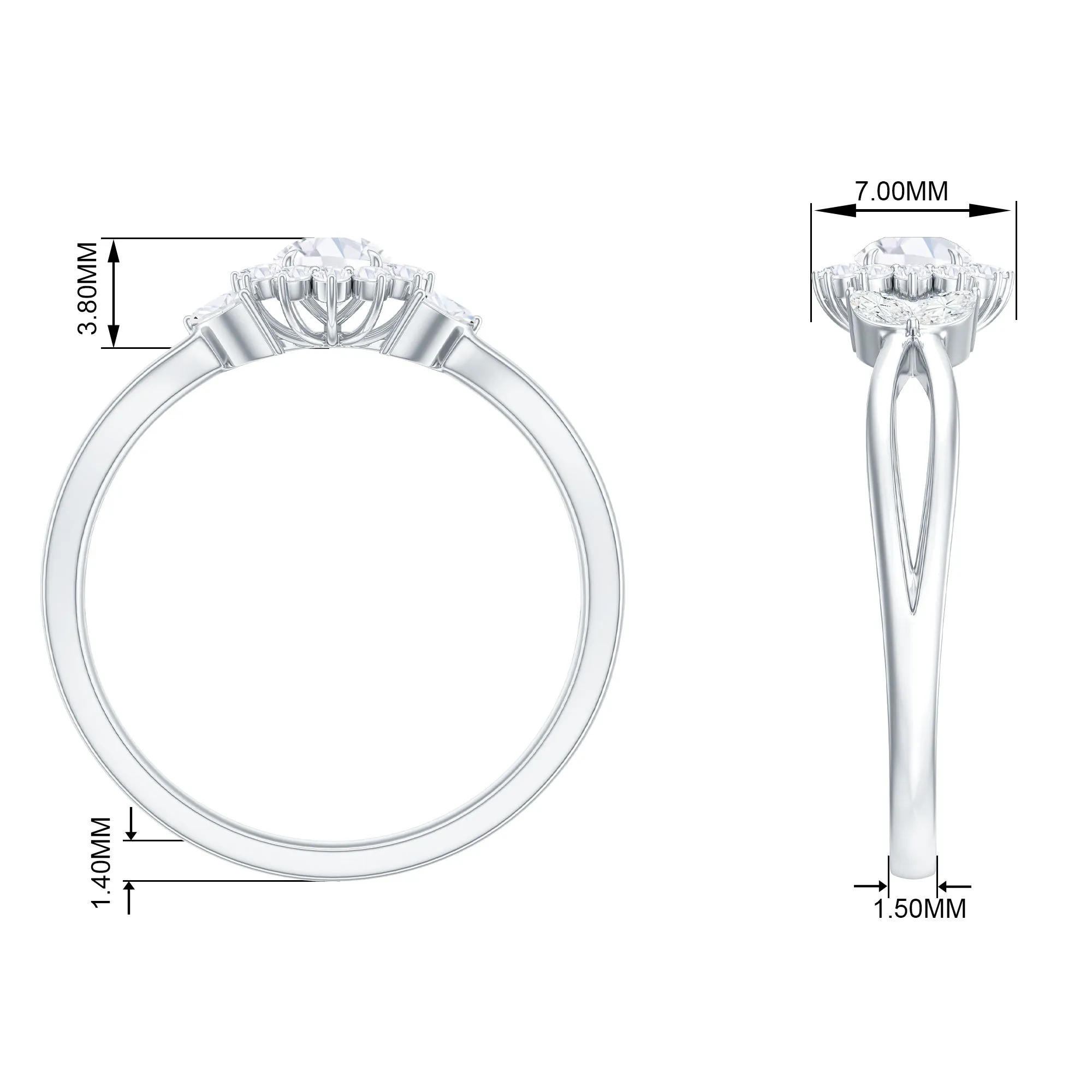 Split Shank Simulated Diamond Flower Engagement Ring