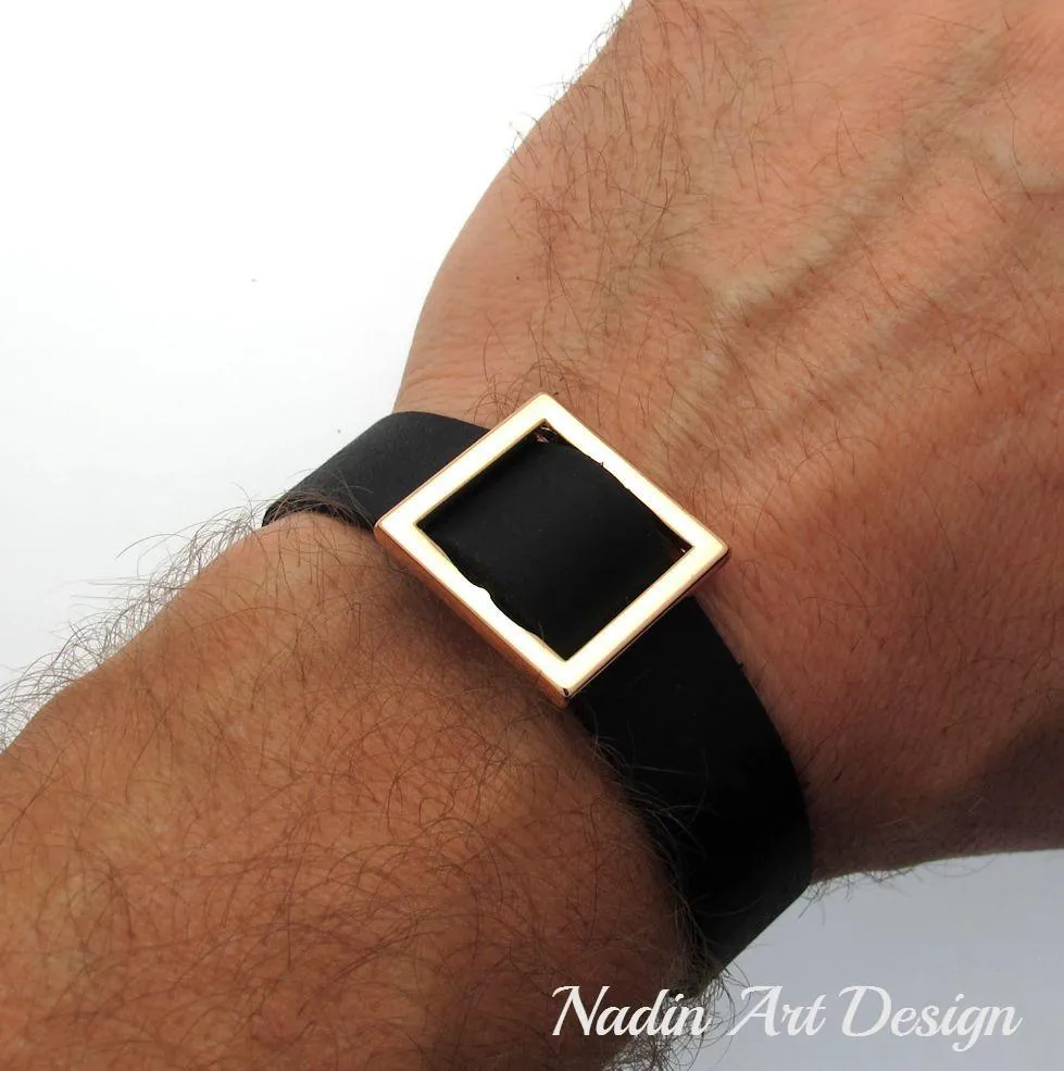 Square Leather Bracelet for Him