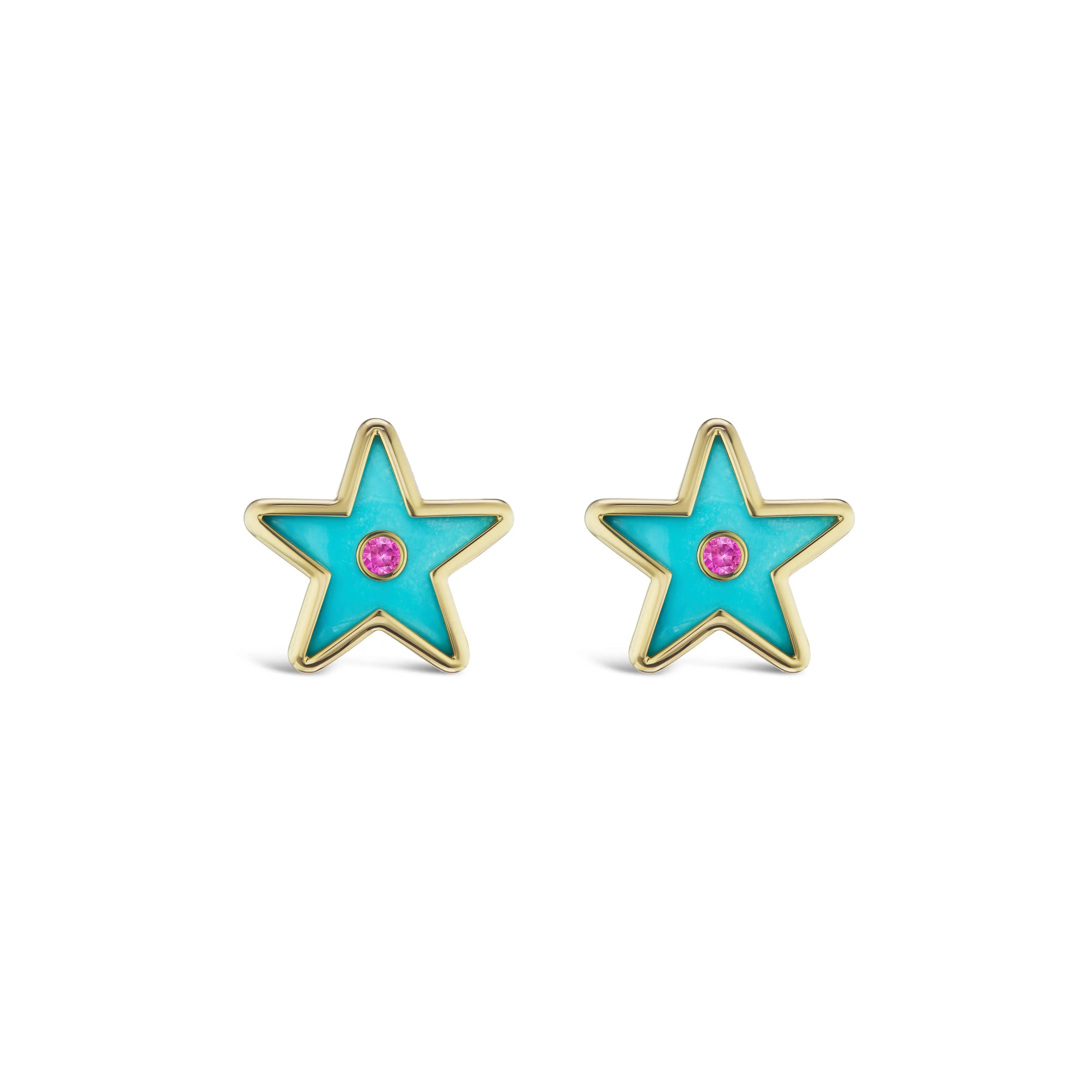 Star Inlay Studs with Sapphires