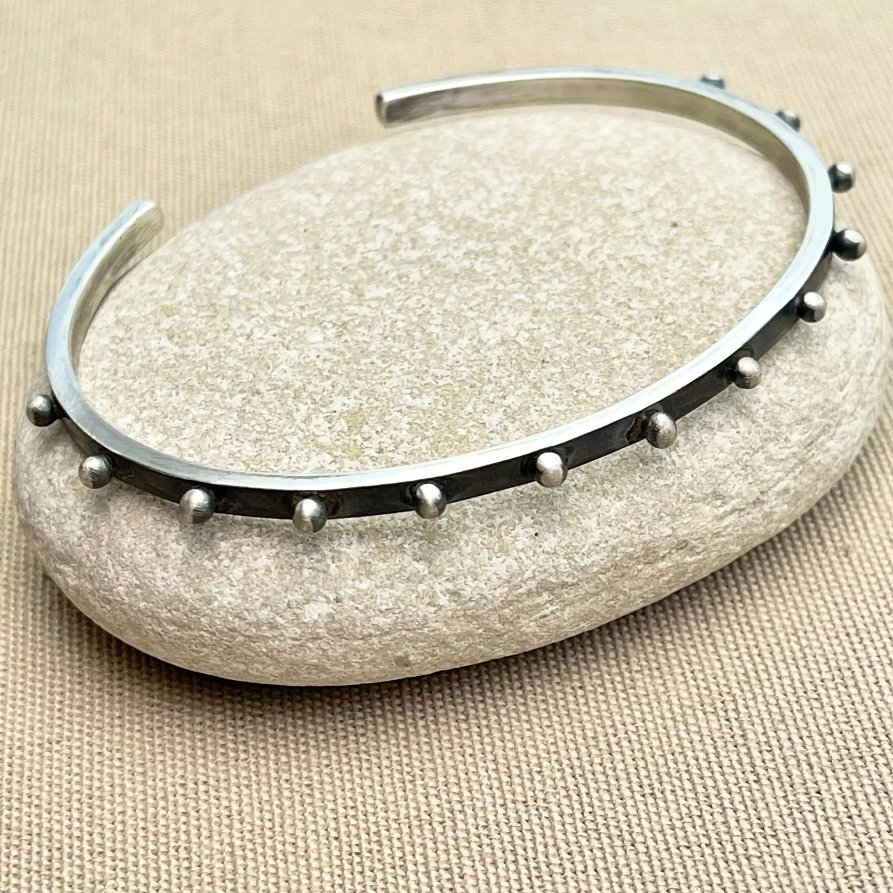 Sterling Silver Dotted Thin Cuff