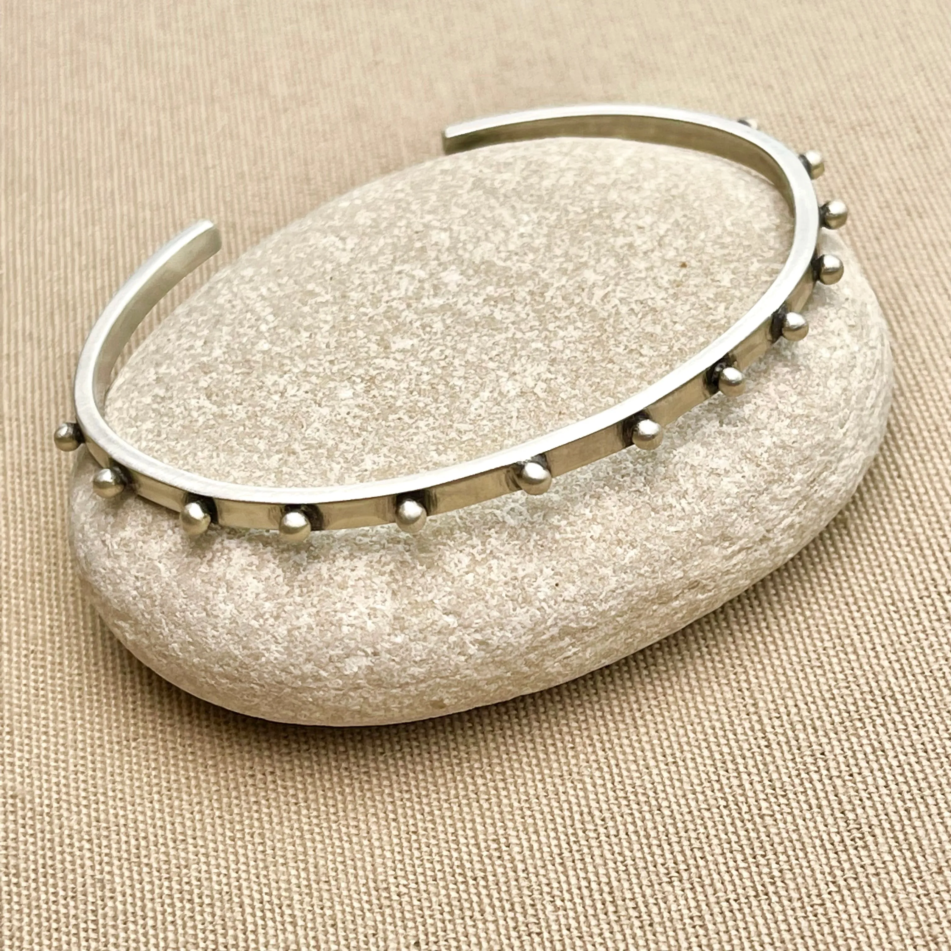 Sterling Silver Dotted Thin Cuff