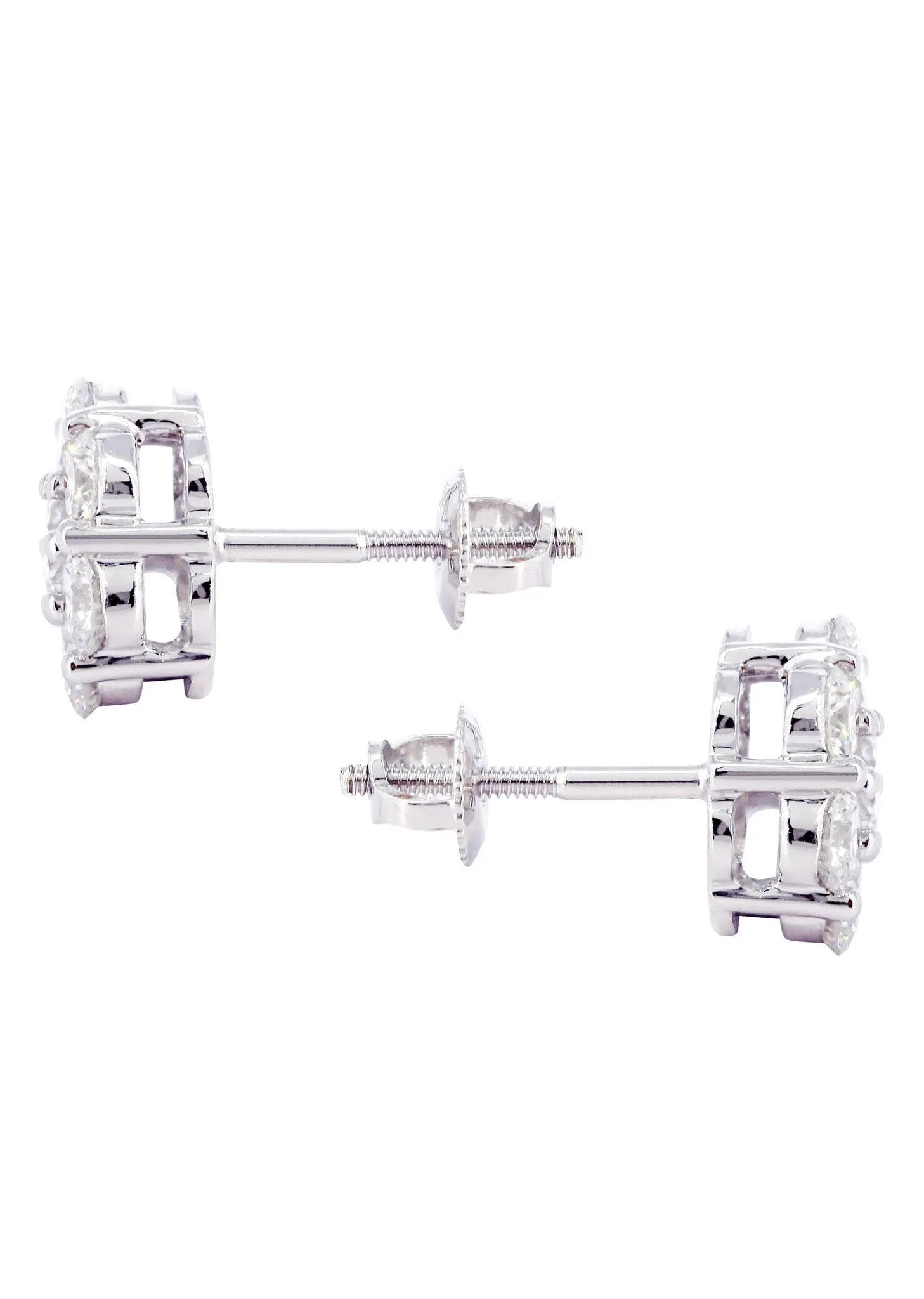 Stud Diamond Earrings For Men Illusion Set | 14K White Gold | 0.89 Carats