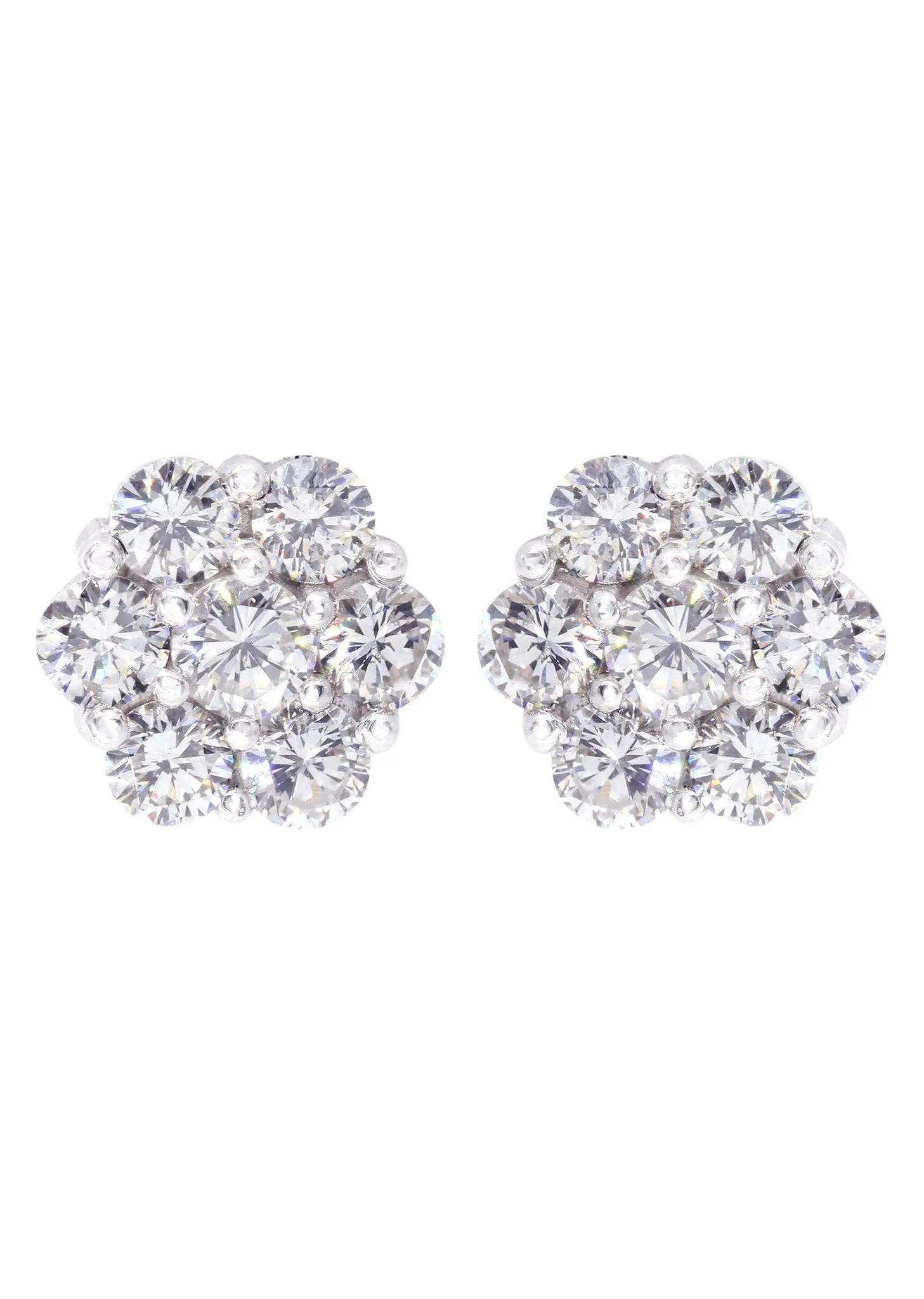 Stud Diamond Earrings For Men Illusion Set | 14K White Gold | 0.89 Carats