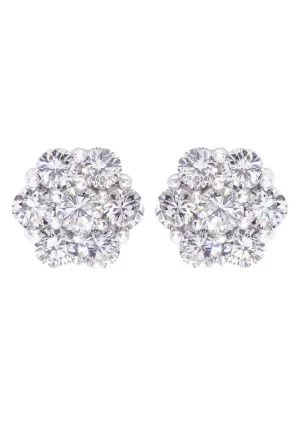 Stud Diamond Earrings For Men Illusion Set | 14K White Gold | 0.89 Carats