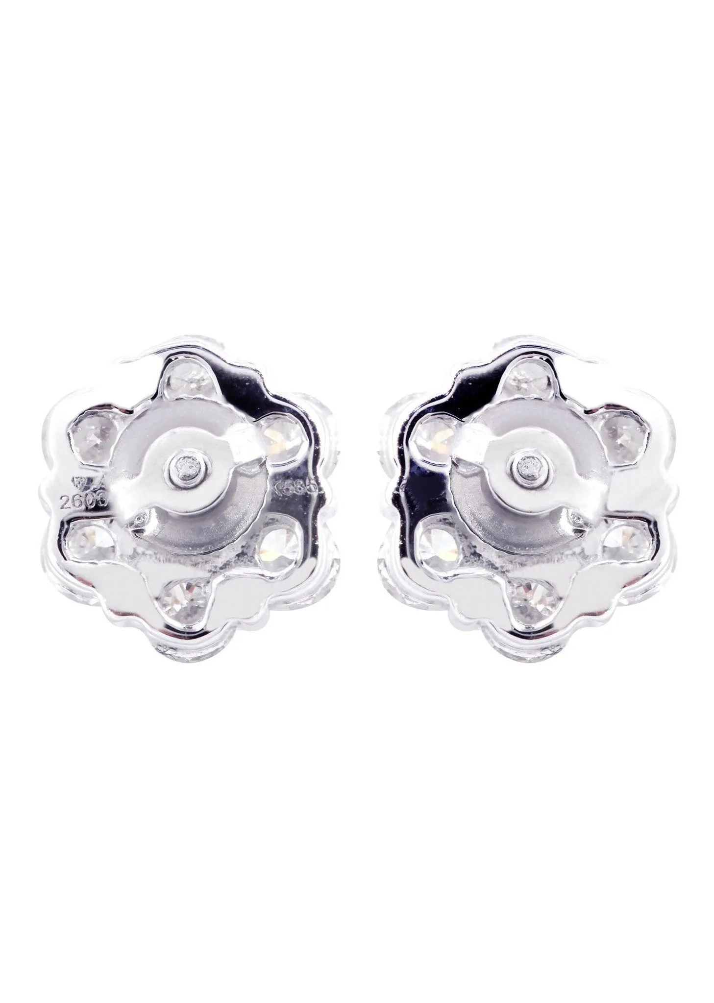 Stud Diamond Earrings For Men Illusion Set | 14K White Gold | 0.89 Carats