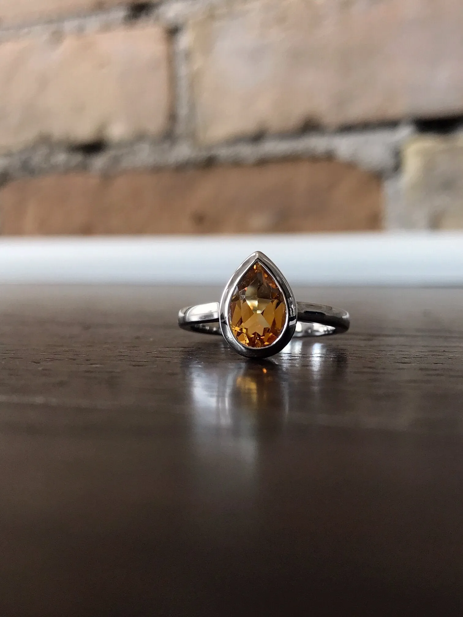 Teardrop Citrine Ring