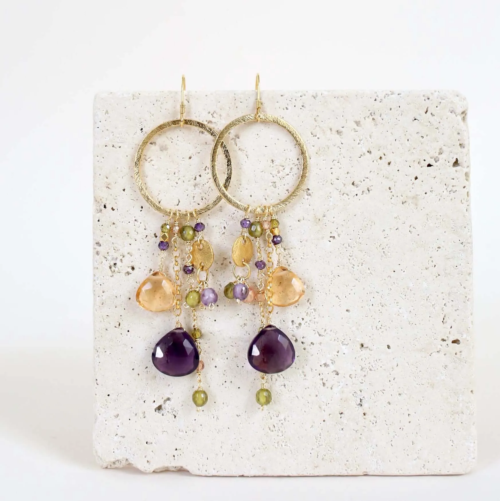 The Ammil Earring - Citrine & Smoky Quartz