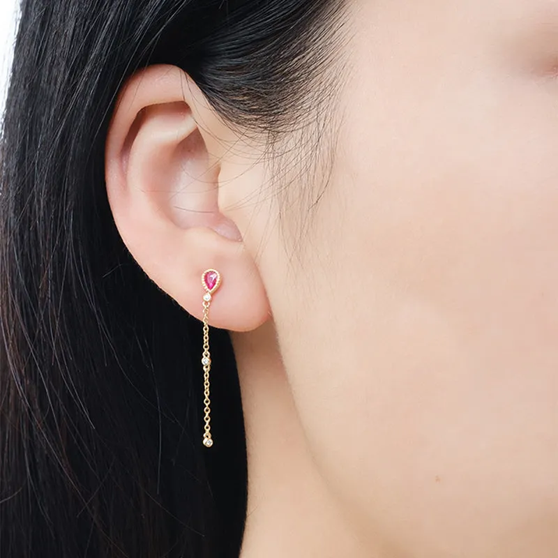 THIALH - CONCERTO -  Ruby and Diamond Earrings in 18K Yellow Gold