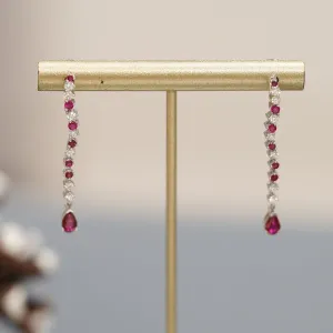 THIALH - LEGACY- 18K White Gold Ruby and Diamond Drop Earrings