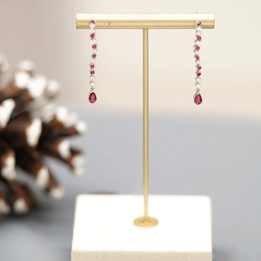 THIALH - LEGACY- 18K White Gold Ruby and Diamond Drop Earrings