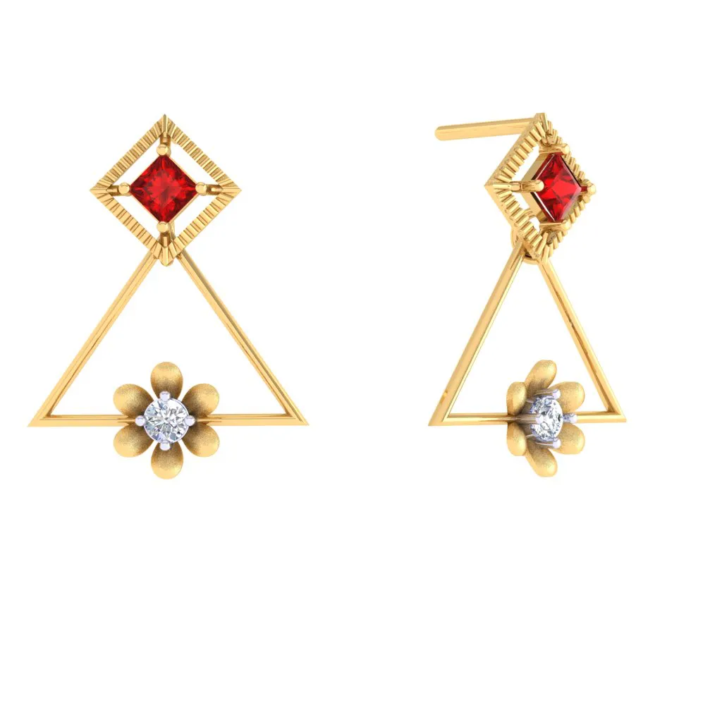 Triangle Shaped Diamond Earrings For Women