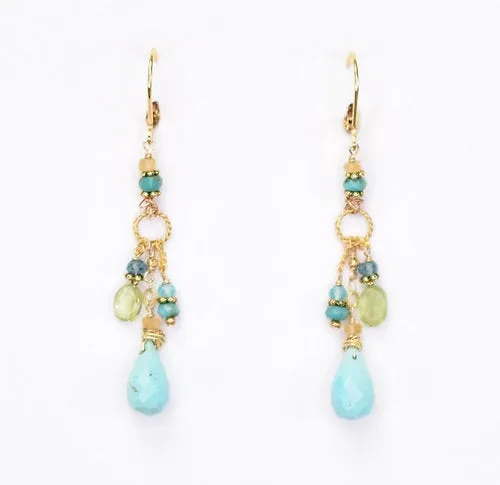 Turquoise & Peridot Gold Fill Earrings