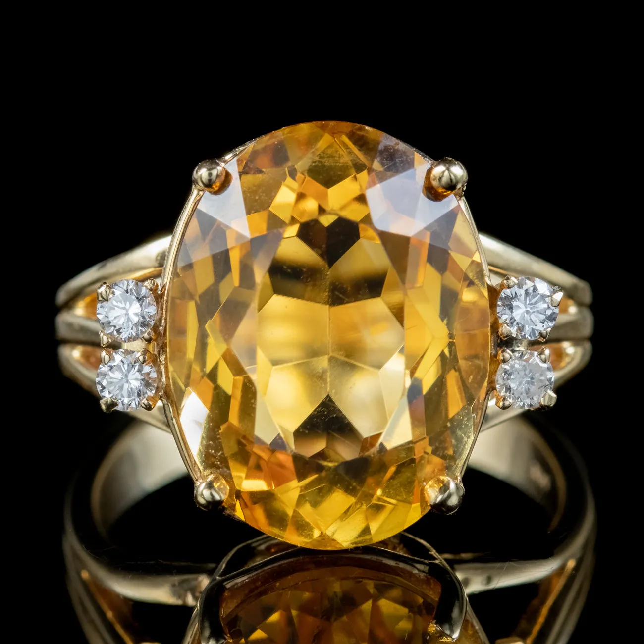 Vintage Citrine Diamond Ring 10ct Citrine