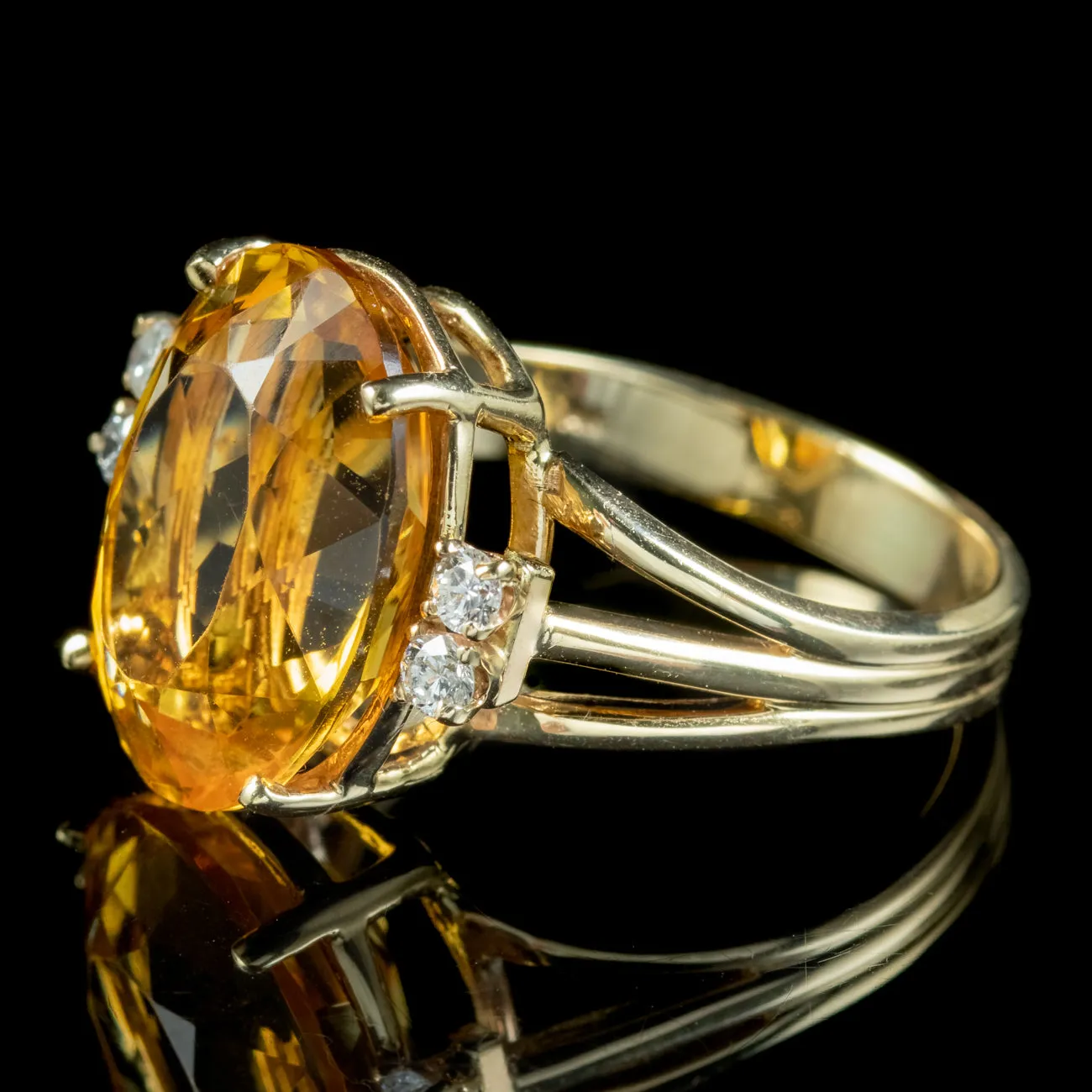 Vintage Citrine Diamond Ring 10ct Citrine