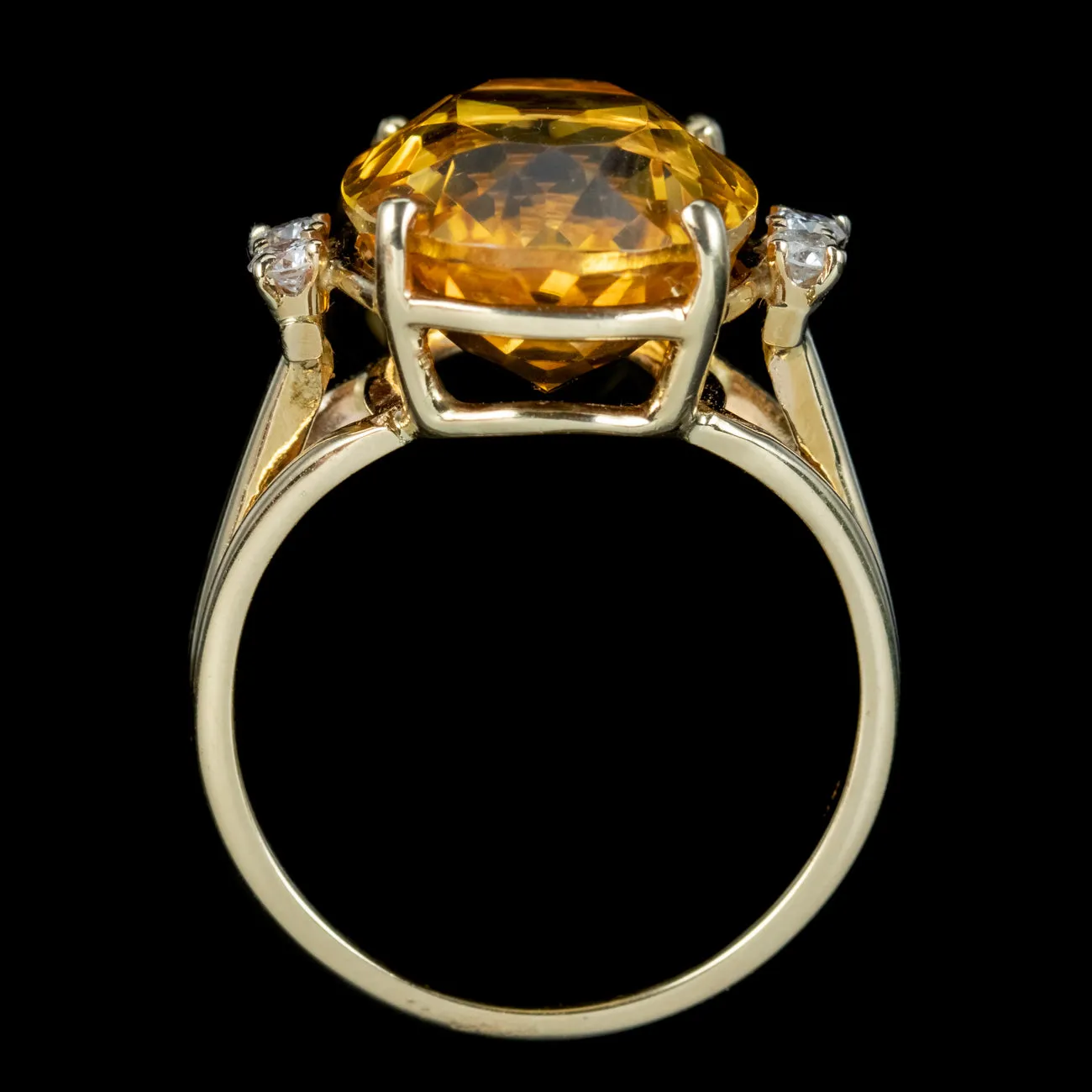 Vintage Citrine Diamond Ring 10ct Citrine