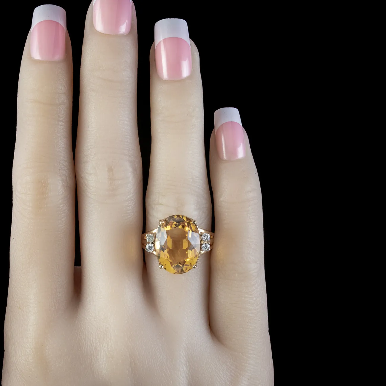 Vintage Citrine Diamond Ring 10ct Citrine