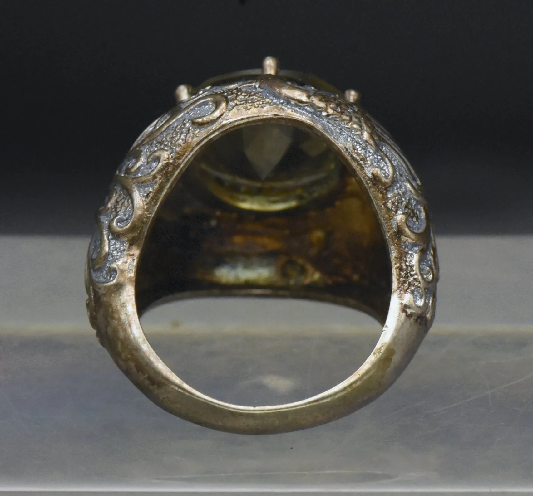 Vintage Sterling Silver Imitation Citrine Ring - Size 7.25