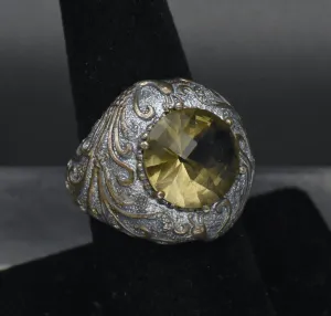 Vintage Sterling Silver Imitation Citrine Ring - Size 7.25