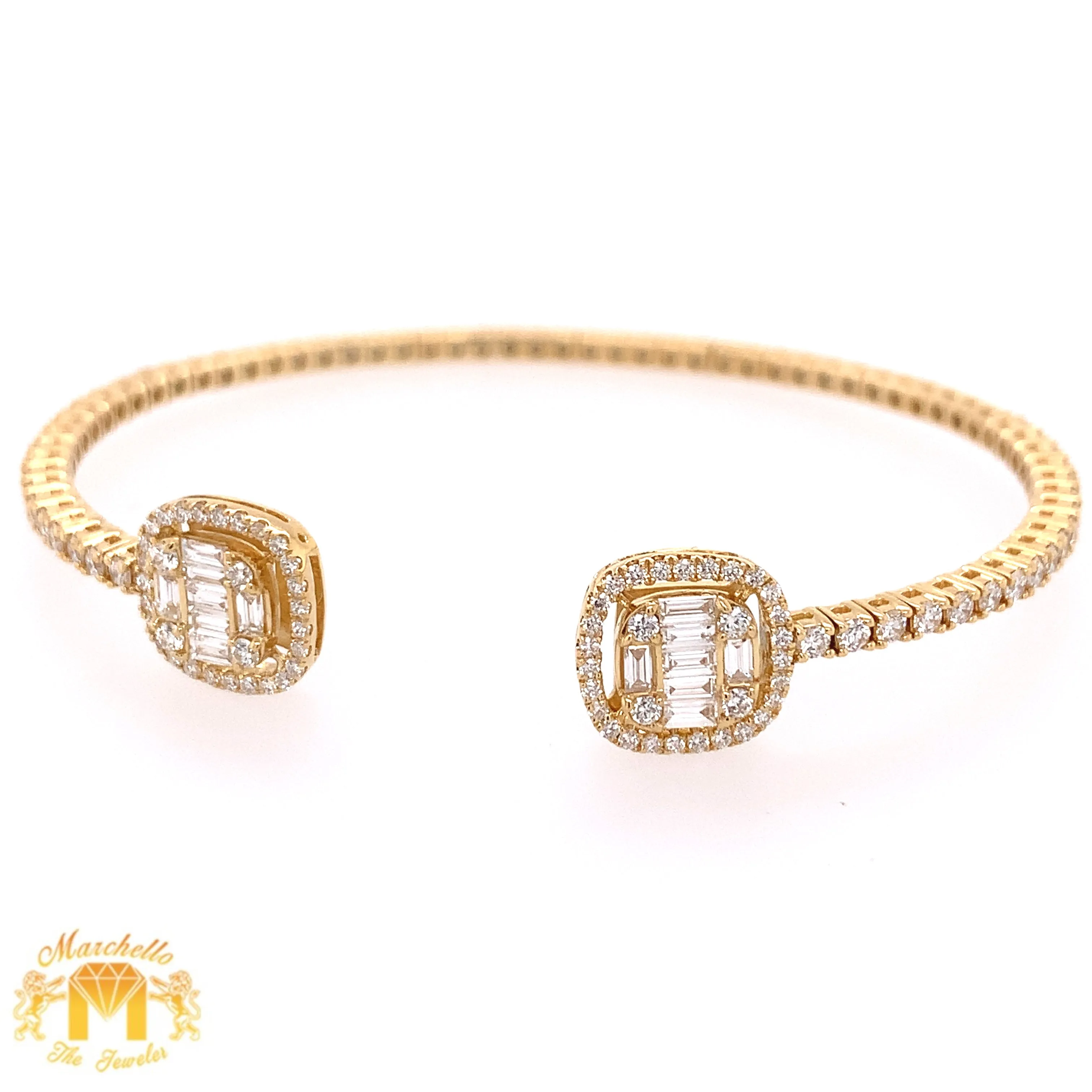 VVS/vs high clarity diamonds set in a 18k White Gold Flexible Bracelet with Baguette & Round Diamond (VVS diamonds)