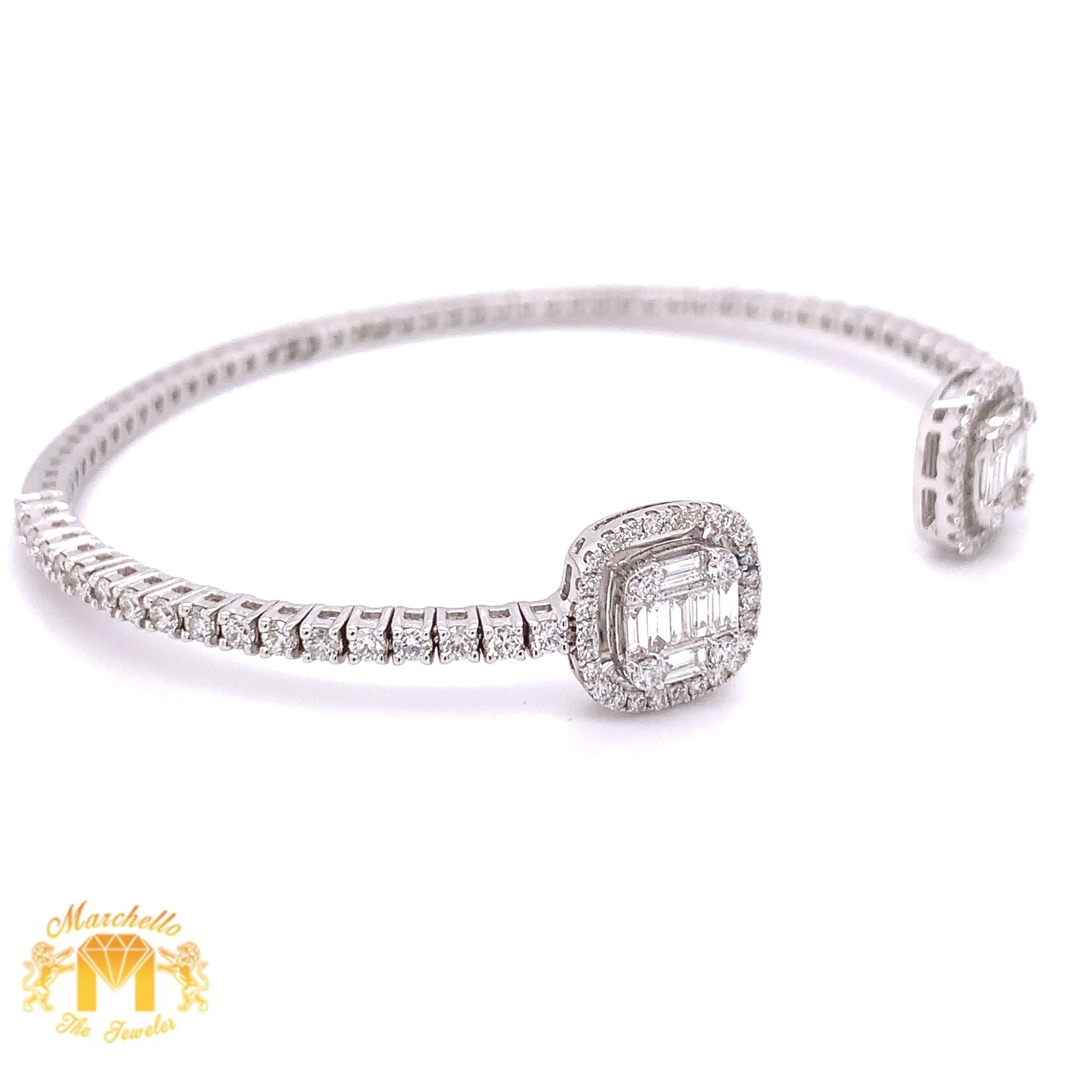 VVS/vs high clarity diamonds set in a 18k White Gold Flexible Bracelet with Baguette & Round Diamond (VVS diamonds)