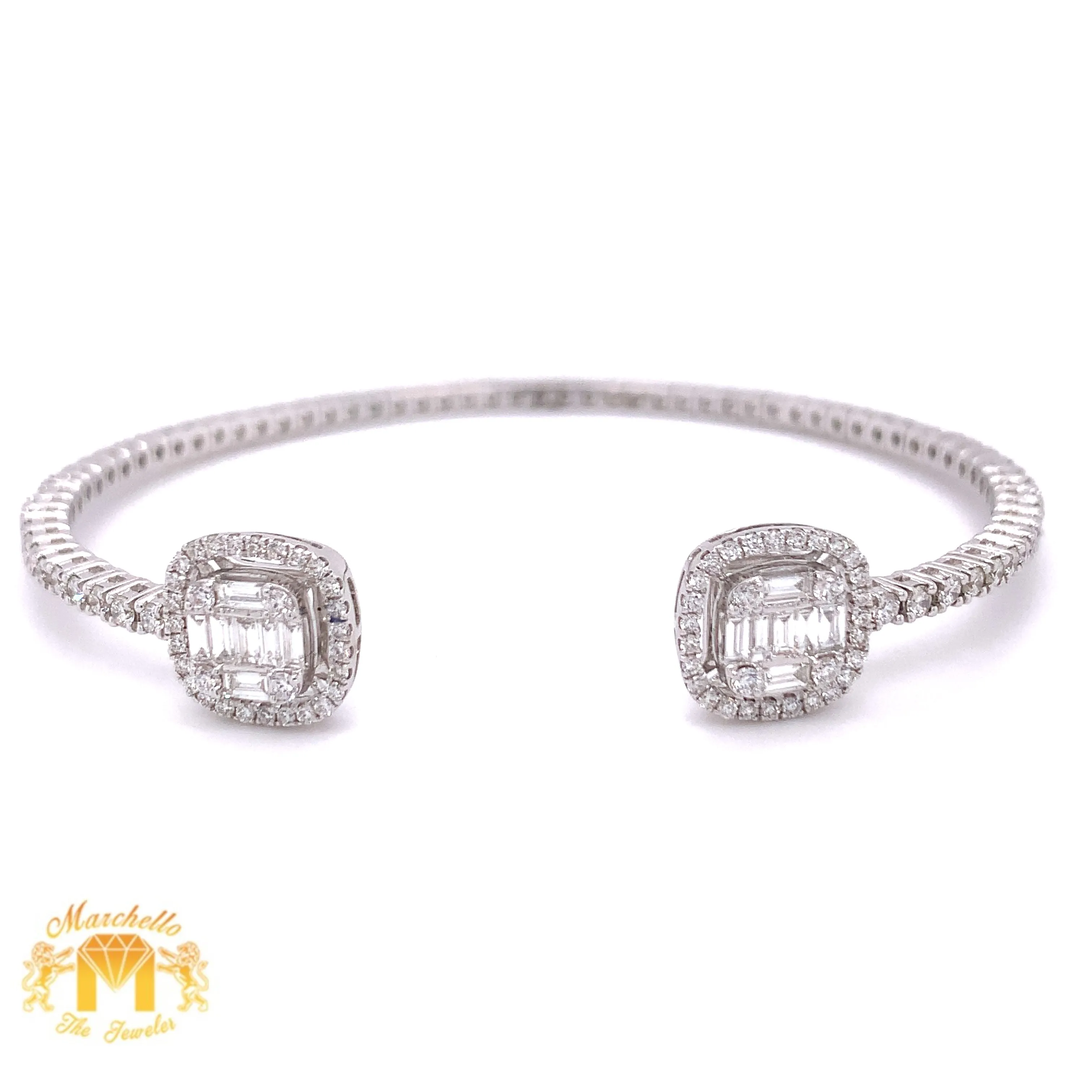 VVS/vs high clarity diamonds set in a 18k White Gold Flexible Bracelet with Baguette & Round Diamond (VVS diamonds)